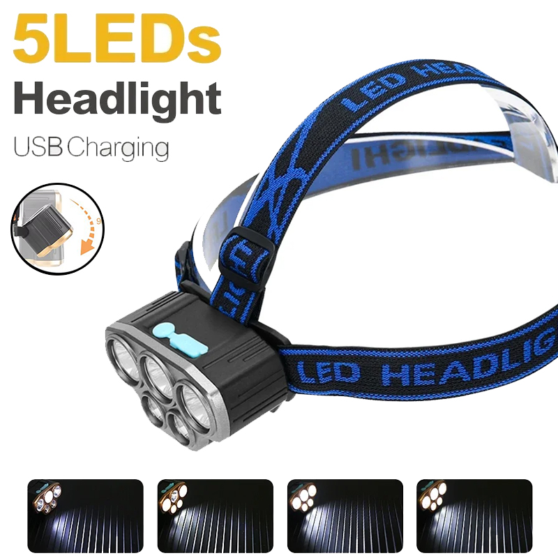 Running Headlamp Led - Lanterna de Cabeça Recarregável com 5