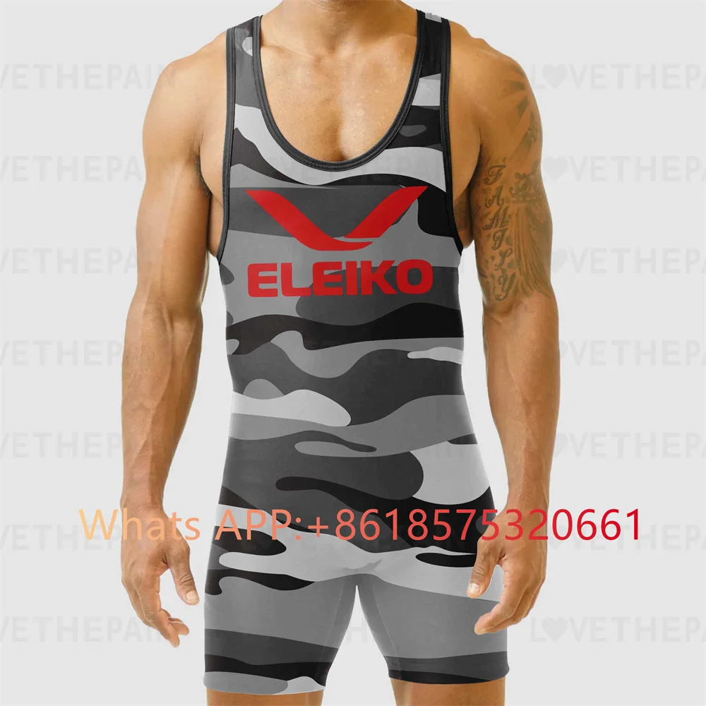 Running Gear Train - Eloiko masculino wrestling singlet uniforme avançado